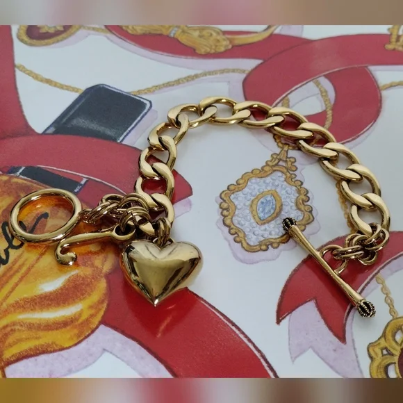 Juicy Couture puffy heart link bracelet vintage - Picture 5 of 7